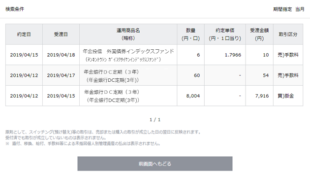 取引履歴（履歴の表示）